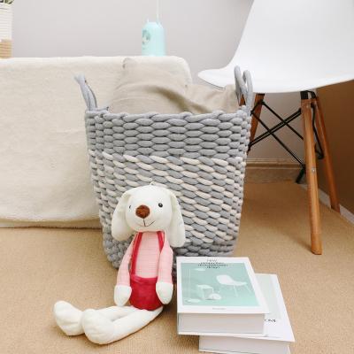 China Sustainable Decorative Fashion Laundry Cotton Rope Foldable Woven Storage Basket for sale