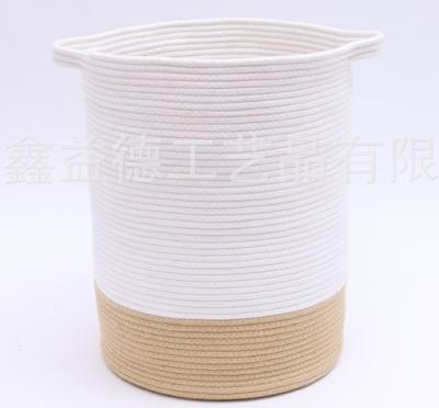 China 2022 Best Selling Yujunbao Large Storage Basket Folding Gift Cotton Rope Storage Basket Viable With Handles for sale