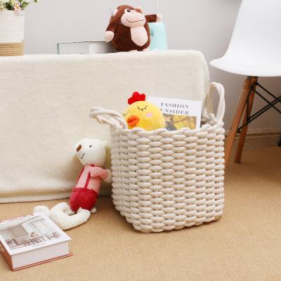 China Viable Bestseller Collapsible Gift Woven Basket With Handle Cotton Rope Folding Storage Basket for sale