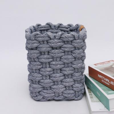 China Sustainable Natural Paper Rope Woven Baskets Set Storage Baskets For Children's Toys Sundries Storage Box for sale