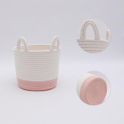 China Viable Sells 2020 New Large Baby Cartoon Woven Cotton Rope Basket Storage Custom Wholesale Animal for sale