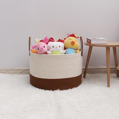 China Large Size Viable Cotton Rope Hamper Laundry Baskets Cotton Rope Organizer Storage Basket for sale