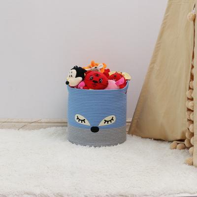 China OEM ODM Kids Rainbow Rope Toy Basket Living Room Cute Living Room Rainbow Organization Cotton Cotton Rope Basket for sale