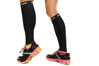 China Black Sport Calf Muscle Compression Sleeve For Shin Splints Nylon 76.6% & Spandex 23.4% for sale