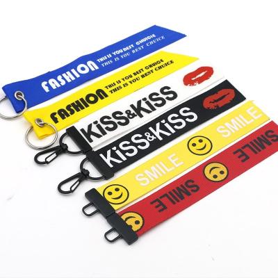 China High Tenacity Customized White Ribbon Key Chain Women Phone Case Bag Wallet Key Ring Key Chain Cell Phone Straps for sale