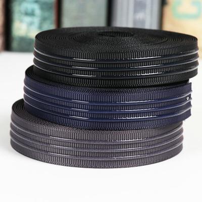 China High Tenacity Custom Logo Silicone Gripper Elastic for Clothing Belt Band Webbing for Sports Soft Anti Slip Tape for sale