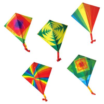 China Outdor Toy Full Color Diamond Polyester Kite With Wire And Kite Handle Polyester Kite for sale