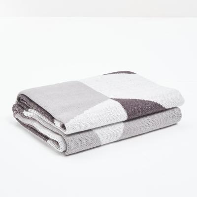 China High Quality Customized Thick Merino Wool Anti-pilling Sheared Plaid Knitted Wool Throw Blanket Blanket White&gray For Bed for sale