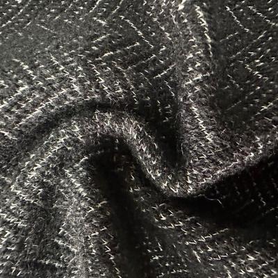 China Breathable Fabric Knitted Wool Fabric Coat Suit Yarn/Cotton/Polyester Dyed Herringbone Jacquard Fabric for sale