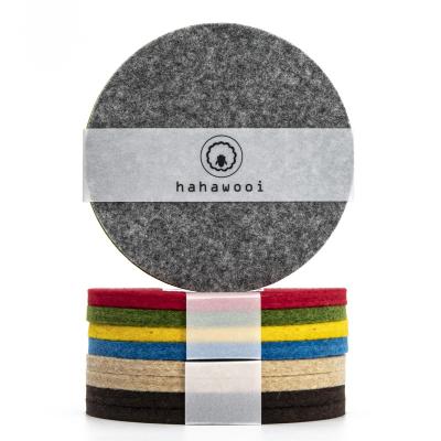 China Wholesale Luxury 100% Sustainable Merino Wool Felt Cup Mat Customized 10cm Round Cup Pad Dish Coaster For Kitchen Home Hotel for sale