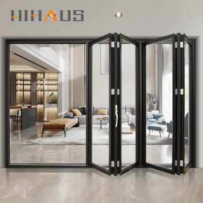 China Modern Design Contemporary Thermal Break Accordion Glass Aluminum Soundproof Folding Hidden Sliding Outdoor Patio Veranda BiFold Files Door for sale