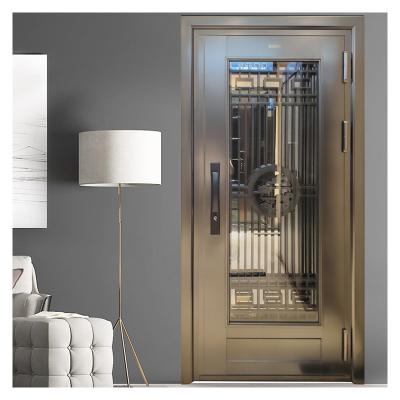 China Modern Contemporary European Hihaus Metal Security Doors Exterior Steel Entry Door for sale