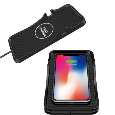 China Mobile Phone 2 in 1 Car Pad 10w 7.5w QI Wireless Anti-slip Car Charger Dock for sale