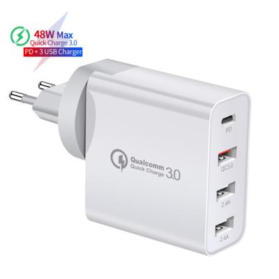 China Quick Fast Charger 48W Charg Palladium Type QC 3.0 C USB 4 Ports Wall Charger For iPhone 12 13 Samsung Tablet Quick Charger EU RU AU AU Plug Adapter QC 3.0 for sale