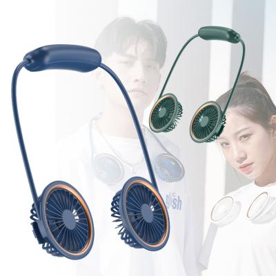 China USB Handy Fan Rechargeable Handheld Fan Hanging Double Fans Rechargeable Mini Sports Cold Fan Hands Free Neck For Home Office 3-Speed ​​Adjustable for sale