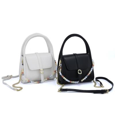 China Fashion Women Handbag With Pearl Solid Color Frame Clutch Bag Spring Summer Sling Cross - Body Shoulder Bag for sale