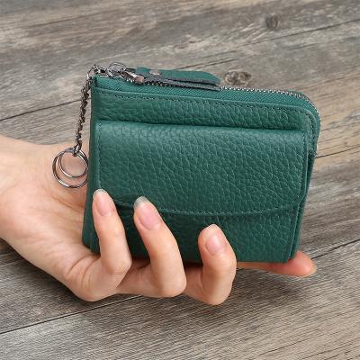 China None Customized Ladies Small Cowhide Leather Wallet Key Chain Coin Purse for sale