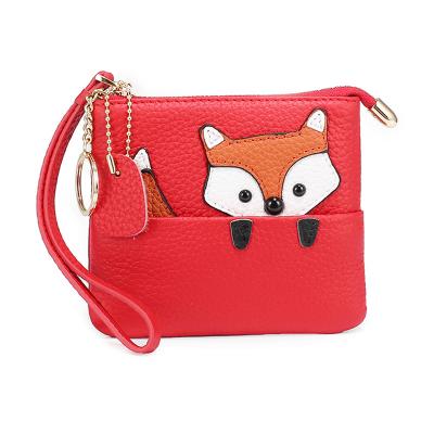 China No Cute Animal Leather Creative Ultra-thin Coin Purse Small Wallet Decoration Key Chain Key Chain for sale