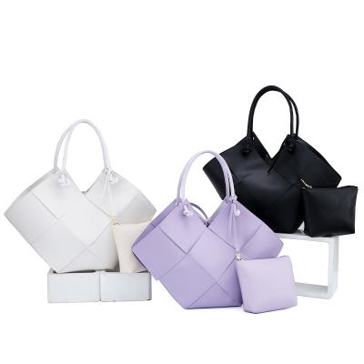 China Fashion Wholesale Luxury Purses Fashionable PU Leather Bags Women Tote Handbag Set for sale