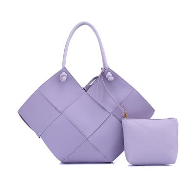 China Hot Selling Trendy Women Tote Handbag Set of 2021 Fashion Luxury Purses PU Leather Bags for sale