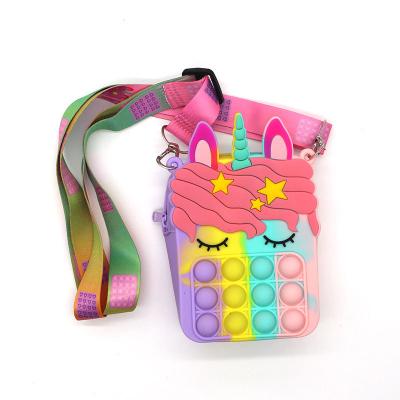 China Hot Selling Unicorn Silicagel Fidget Toys Fashion Coin Poppings Purse Her Bag Purse for sale