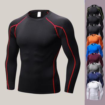 China Antibacterial High Quality Breathable Tight Top Sleeve Compression Gym Thermal Sports Shirt Long Shirt For Men for sale