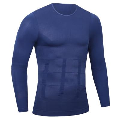 China Wholesale Antibacterial Shapewear NY097 Gym Breathable Seamless T-shirt Beer Belly Tummy Men Long Sleeve Tummy Tuck Tights for sale