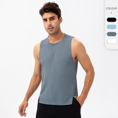 China Breathable Mens Loose Vest Quick Dry Summer Exercise Tank Top Large Waist Gymnastic for sale