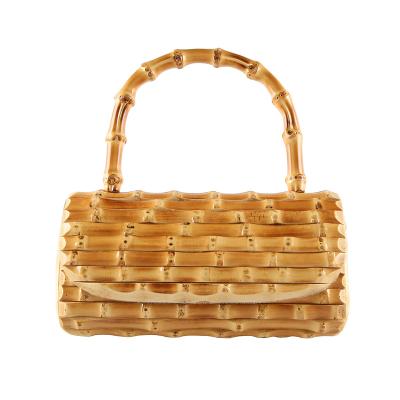 China Unique Handmade Real Wooden Rattan Root Bamboo Evening Clutch Bag Purse for sale