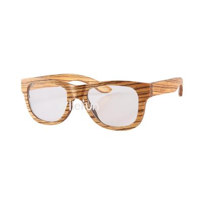 China Real Wooden Classic Thin Strong Light Laminate Layered Business Eyewear Frame Zebra Wood Layered Eye Glasses Wood for sale