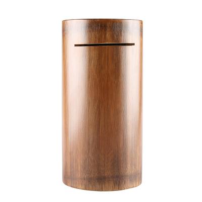 China Real New Creative Natural Bamboo Handmade Wood Opens Gifts Large Capacity Drop Resistance Tube Coin Saving Pot Natural Bamboo Piggy Bank for sale