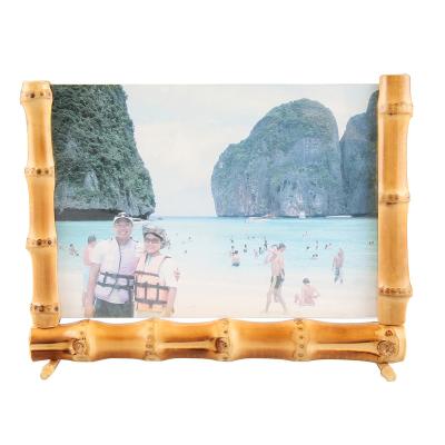 China New Design Natural Bamboo Creative Handmade Detachable Detachable Knockdown Rainfall Nilerun Root Picture Display Rack Stand Holder Photo Frame for sale