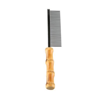 China New Grooming Tool Metal Stainless Steel Wooden Dog Cat Hair Pet Comb Handmade Natural Bamboo Root Dense Creative Viable Long Teeth Handle for sale