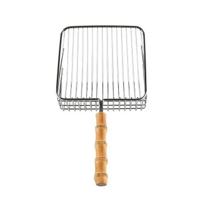 China Long Root Handle Sustainable Natural Bamboo Wooden Poop Pet Box Sieve Kitty Sand Shovel Cleaner Cat Litter Scoop Pet Box Cleaning Tool Metal Litter Deep for sale