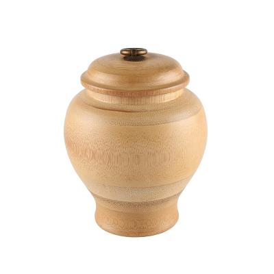 China Creative Luxury Round Bamboo Gourd Form Cat Dog Small Pet Cremation Canister Canister Bamboo Wooden Casket Ash Box Urn for sale