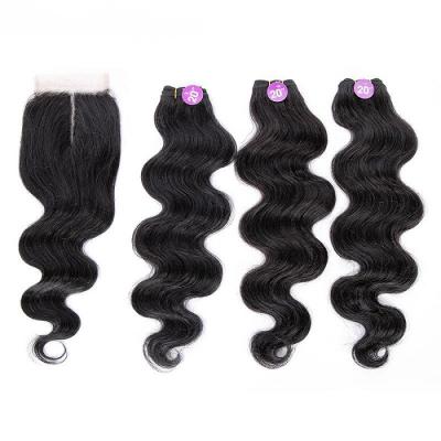 China Body Wave 4*4 Brazilian Swiss Lace Closure Middle Tangle Hair Piece 8-20 Inch Natural Color Hair Bundles for sale