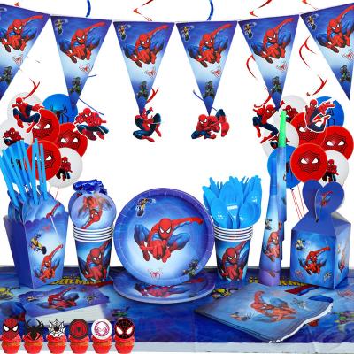 China Kids Spiderman Balloon Hero Party Hats Birthday Decoration Paper Tableware for sale