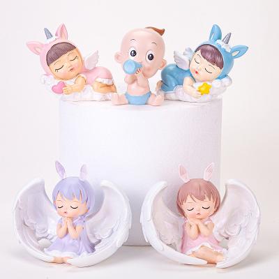 China Plug-in Resin Children's Birthday Cake Topper for Angel Sleeping Baby Bake Cake Decoration for sale