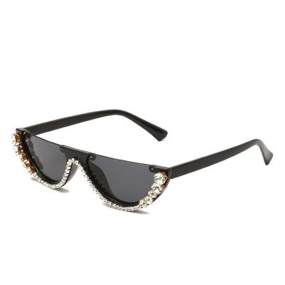 China Luxury Diamond Sunglasses Women Men Semi Luxury Cat Eye Rimless Sunglasses gafas de sol de cadre for sale