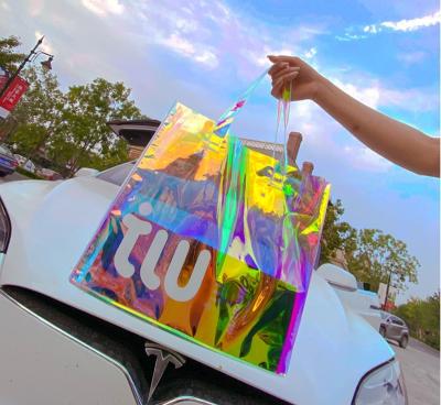 China Custom Fashion PVC Laser Tote Bag Transparent Color Shopping Bag Jelly Hand Bag Can Be Gift Customized for sale