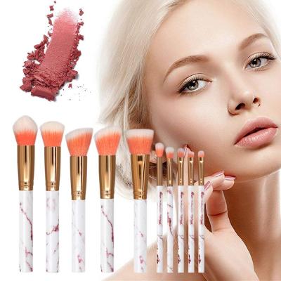 China 10 Pcs High Quality Fashionable Cosmetic Face Brush Marble Makeup Brush Set for sale