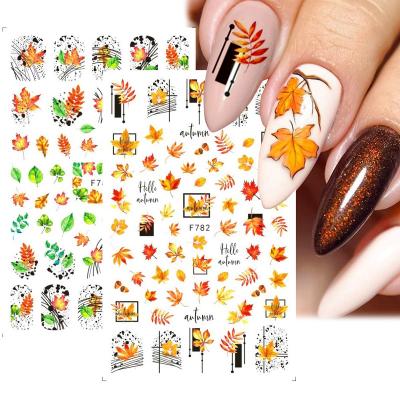 China Autumn Maple Leaf Art Thanksgiving Finger Nail Beauty Nail Stickers The New Stick The Fingertip Art Nail Paste Decoration for sale