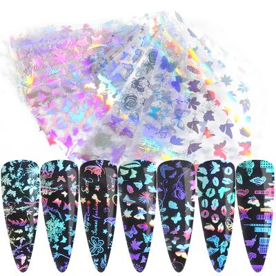 China Finger Nail Beauty Wholesale Laser Flower Butterfly Transfer Foils 10 Design Foil/Bag For Nail for sale