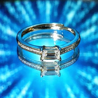 China Other ring s925 silver plated white gold niel gems moissanite rings 925 adjustable moissanite baguette jewelry for sale