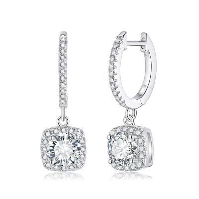 China Other women earring jewelry s925 plated white gold 0.5ct D VVS1 iced out diamond circle moissanite dangle earrings for sale