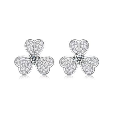 China Other 0.3ct moissanite diamond zircon gemstone stud earring women clover earrings silver studs D VVS1 925 for sale