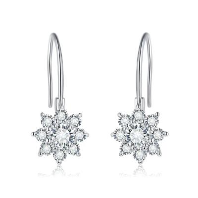 China Women's other ear drops 0.5ct moissanite diamond jewelry CZ 925 sterling silver earring hooks sun flower earrings for sale