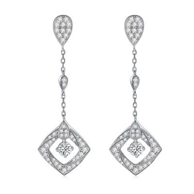 China Others Long Dangle Earring 0.3ct D VVS Round 0.3ct D VVS Luxury Moissanite Women Diamond Drop Earrings 925 Sterling Silver for sale