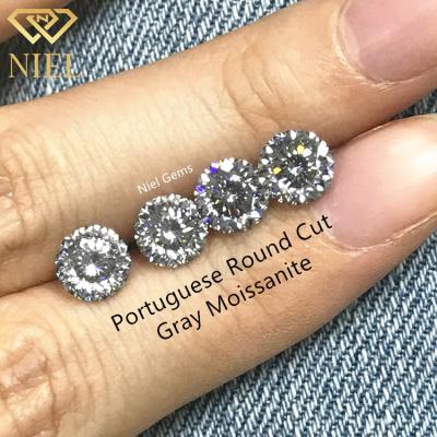 China Color Play or Fire Portuguese Cut 8mm Wuzhou Gem Diamond Stone Synthetic Loose Color 2ct Light Color Moissanite Gray Stone for sale