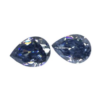 China Color set or fire blue gray dark light color sapphire nielgems diamonds loose gemstone gray pear cut synthetic moissanite for sale